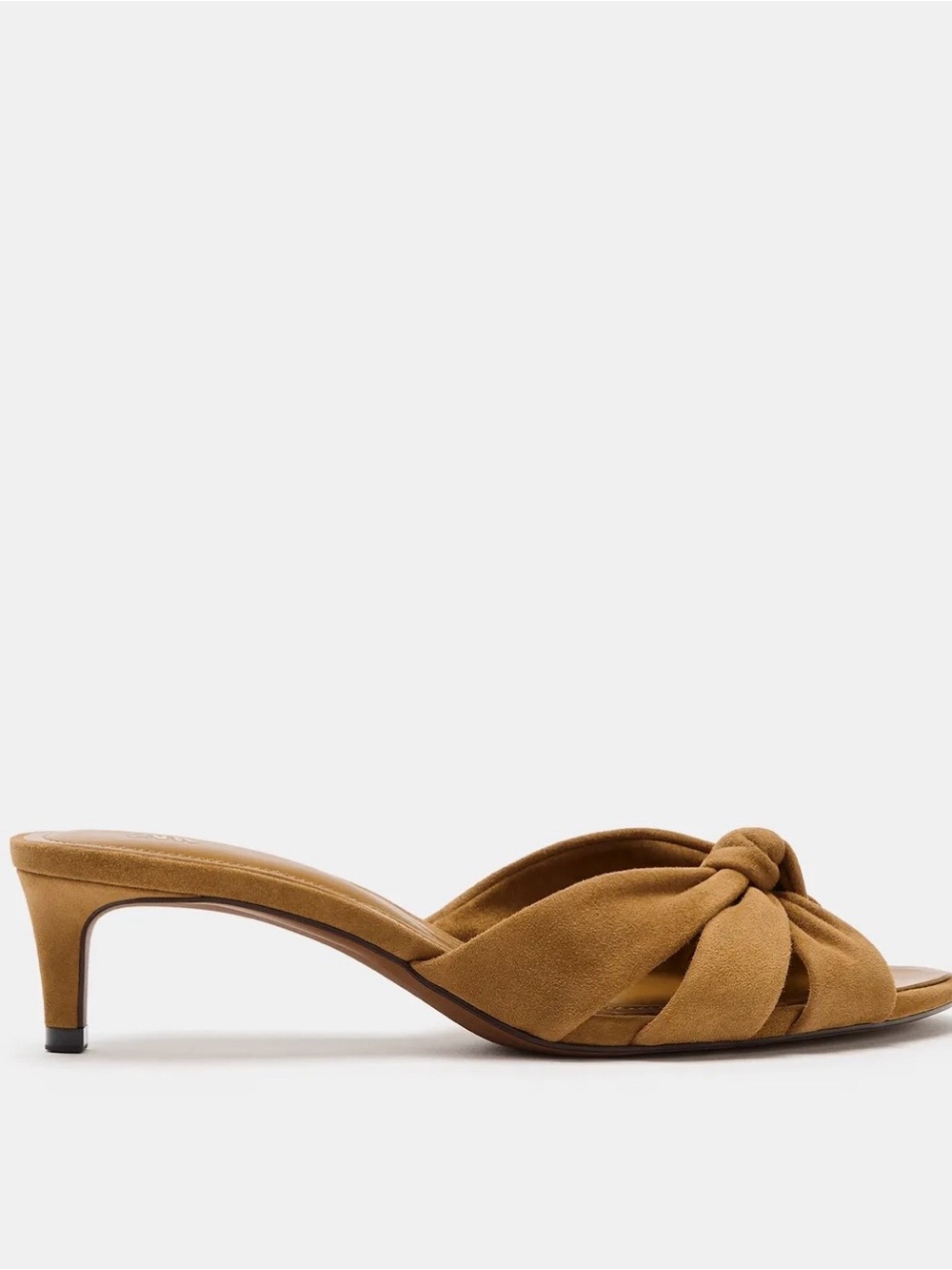 Zara NWT Women’s Knot Front Slide Heeled Sandals in Camel